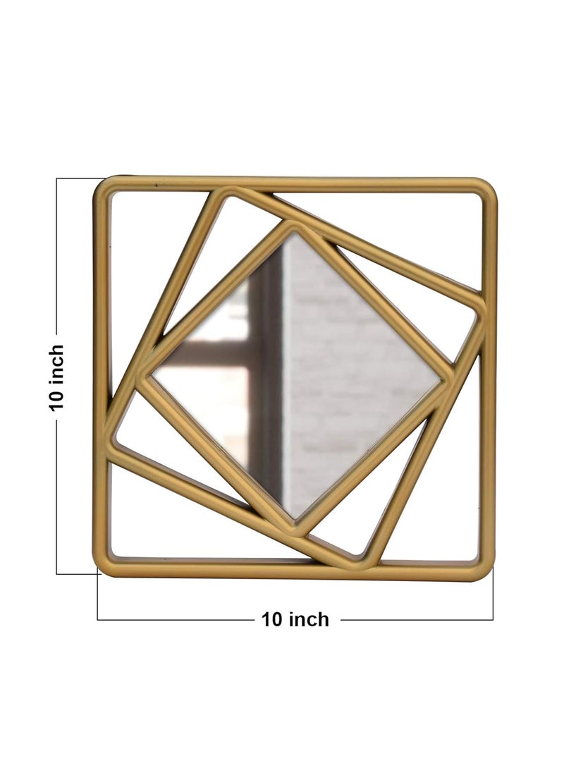 Art Street Art Street Golden Square Shape Decorative Wall Mirror for Home Decoration, Wall Decoration (Size - 10x10 inch)  - Image 2