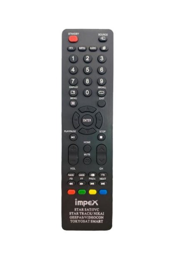 جهاز تحكم عن بعد للتلفزيون متوافق مع IMPEX STAR SAT JVC STAR TRACK NIKAI GEEPAS VIDEOCON TOKYOSAT SMART LED/LCD TV جهاز تحكم عن بعد Impex (أسود) - Image 1