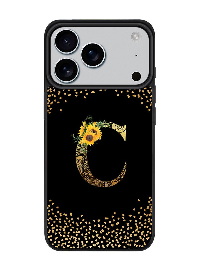 Stylizedd iPhone 17 Pro Case, [Compatible with MagSafe] Slim Magnetic cover Phone Case iPhone 17 Pro -Custom Floral Monogram - C ( Black ) - Image 1