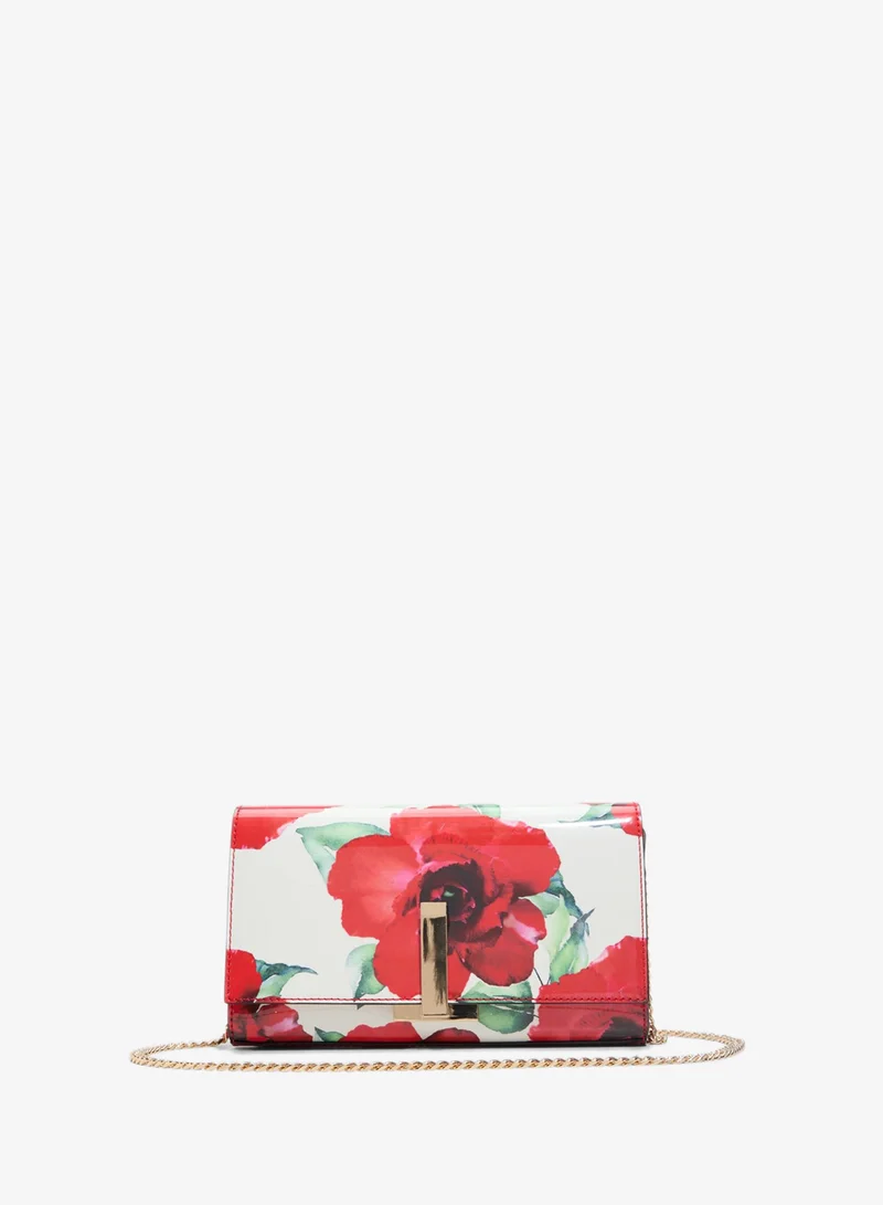 الدو Women ADORING Floral Printed Structured Leather Clutch