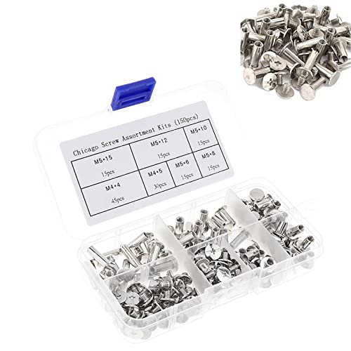 SEIWEI 150PCS Chicago Binding Screws Assorted Kit, Stainless Steel Chicago Screw Binding Post Screw Kit for Scrapbook Photo Albums Craft and DIY Leather Decoration Bookbinding - Image 1