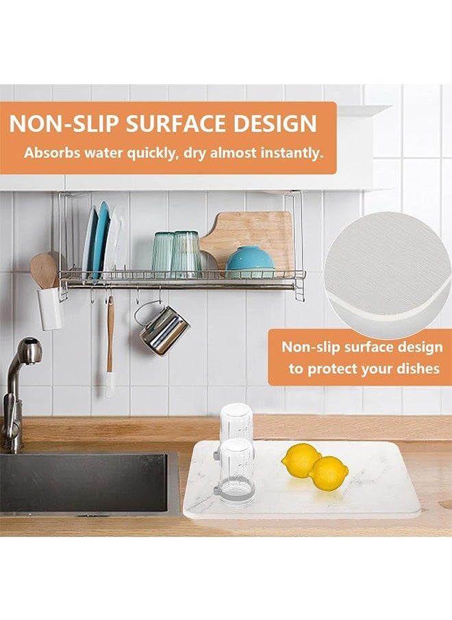 LENND Stone Dish Drying Mat for Kitchen Counter, Quick Drying Diatomaceous Earth Stone Mat, Super Absorbent Marble Dish Drying Pad, Heat Resistant Non-Slip Rack Tableware Mat  - Image 4