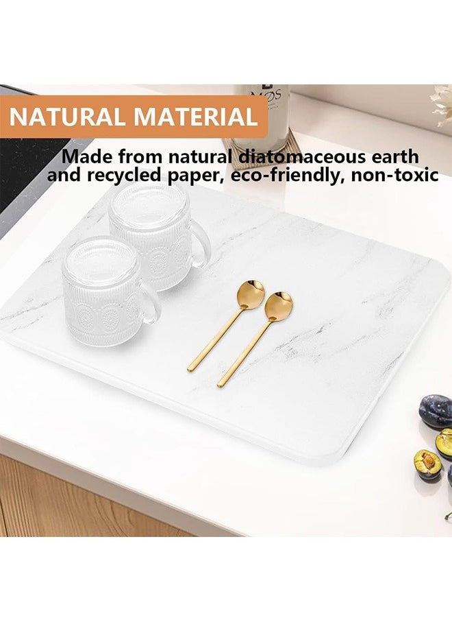 LENND Stone Dish Drying Mat for Kitchen Counter, Quick Drying Diatomaceous Earth Stone Mat, Super Absorbent Marble Dish Drying Pad, Heat Resistant Non-Slip Rack Tableware Mat  - Image 2