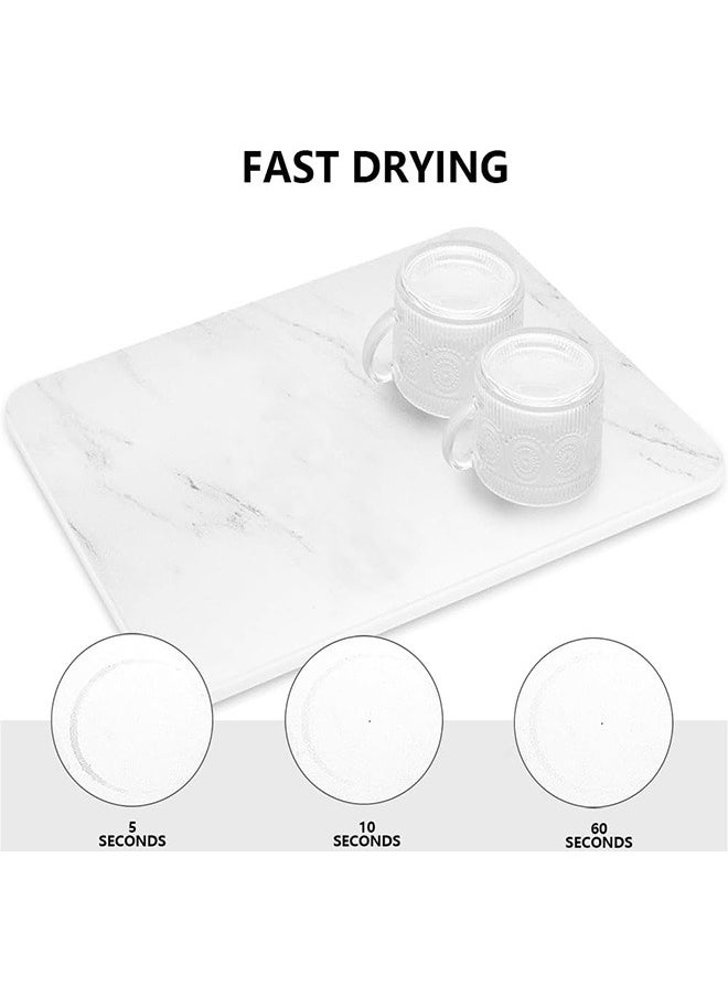 LENND Stone Dish Drying Mat for Kitchen Counter, Quick Drying Diatomaceous Earth Stone Mat, Super Absorbent Marble Dish Drying Pad, Heat Resistant Non-Slip Rack Tableware Mat  - Image 3