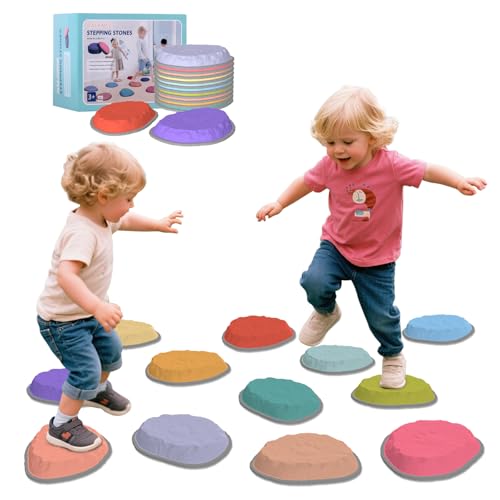 CAMELUS Stepping Stones for Kids 12 PCS Balance Stepping Stones for Toddlers NonSlip Obstacle Course Sensory Toys Indoor Outdoor Balance River Toys for Birthday Childrens Day and Christmas Gift - Image 1