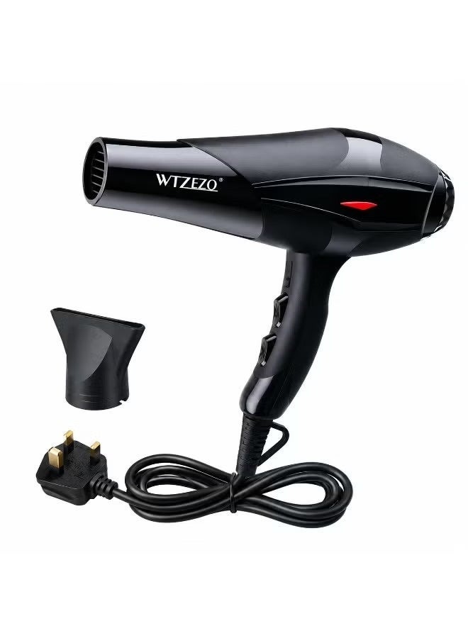 WTZEZO Hair Dryer WT-2060, Fast Drying with Concentrator Nozzle, Black - Image 1