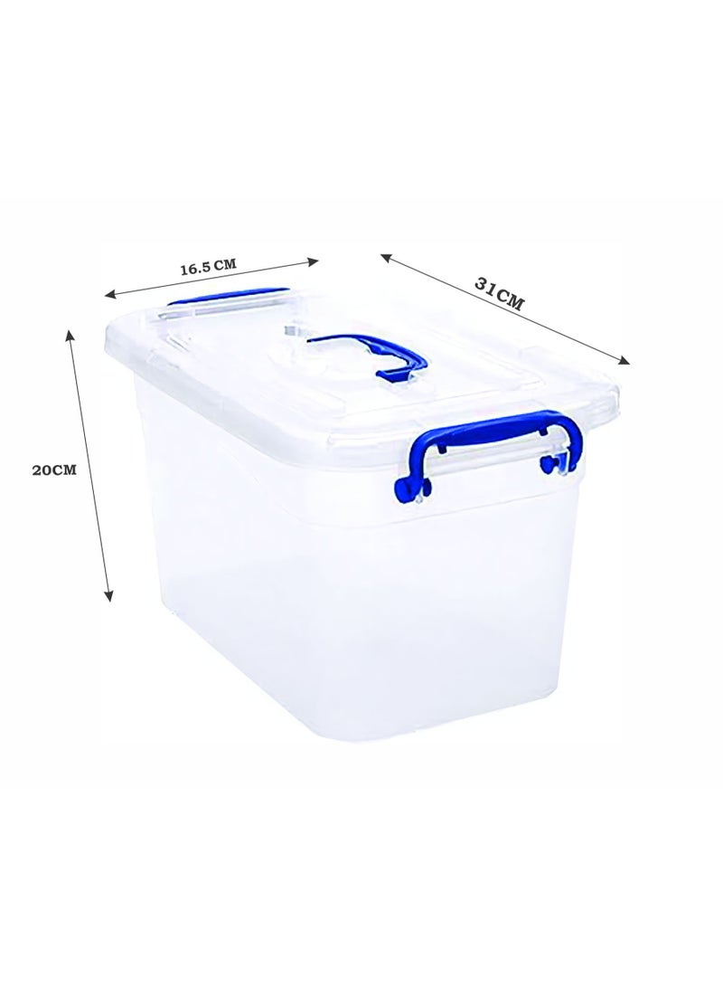 هيواري مجموعة صناديق تخزين بلاستيكية سعة 7 لتر، 4 قطع، بغطاء قابل للقفل | صناديق تخزين بلاستيكية شفافة بأغطية | منظم شفاف للملابس والألعاب والأدوات والفنون والحرف اليدوية | حاوية تخزين - Image 2