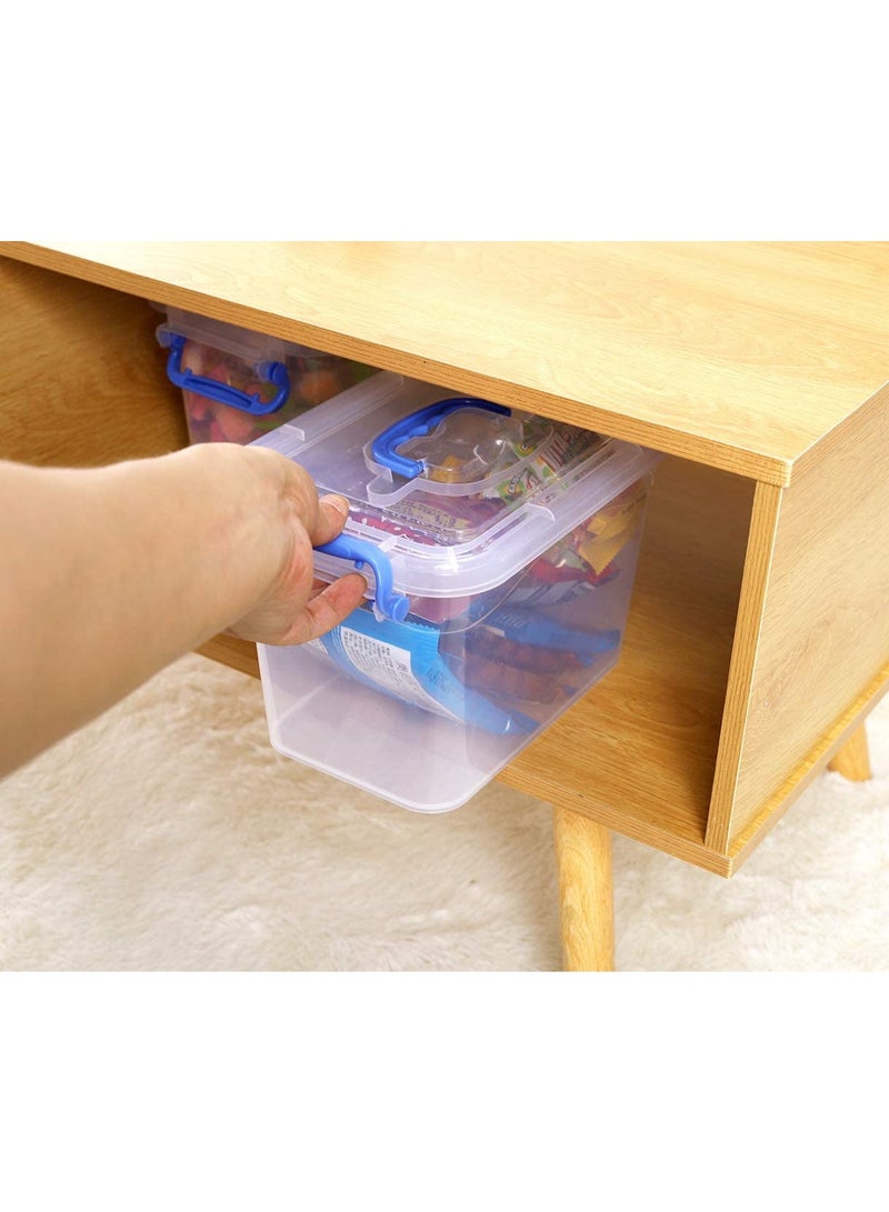 هيواري مجموعة صناديق تخزين بلاستيكية سعة 7 لتر، 4 قطع، بغطاء قابل للقفل | صناديق تخزين بلاستيكية شفافة بأغطية | منظم شفاف للملابس والألعاب والأدوات والفنون والحرف اليدوية | حاوية تخزين - Image 3