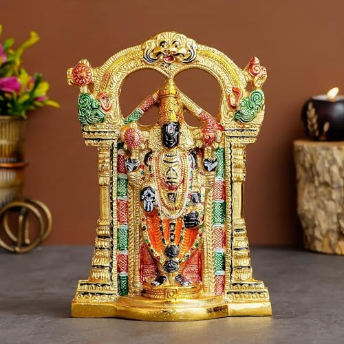CHHARIYA CRAFTS Metal Tirupati Balaji Sri Venkateswara Idol Spiritual Home Decor Decorative Showpiece - 24 cm (Metal, Multicolour) - Image 1