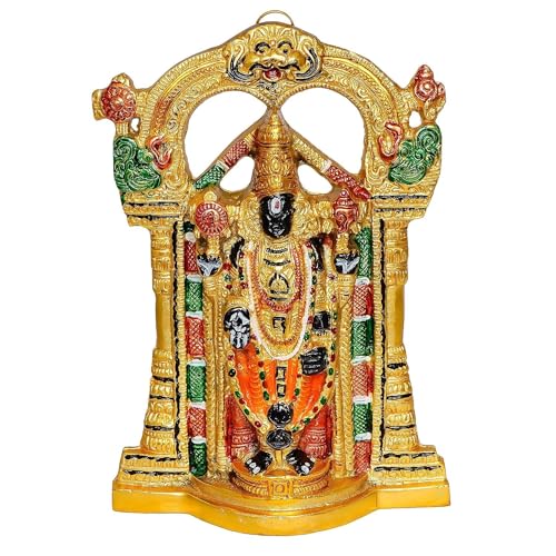 CHHARIYA CRAFTS Metal Tirupati Balaji Sri Venkateswara Idol Spiritual Home Decor Decorative Showpiece - 24 cm (Metal, Multicolour) - Image 3