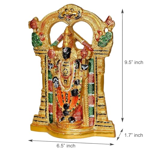 CHHARIYA CRAFTS Metal Tirupati Balaji Sri Venkateswara Idol Spiritual Home Decor Decorative Showpiece - 24 cm (Metal, Multicolour) - Image 2