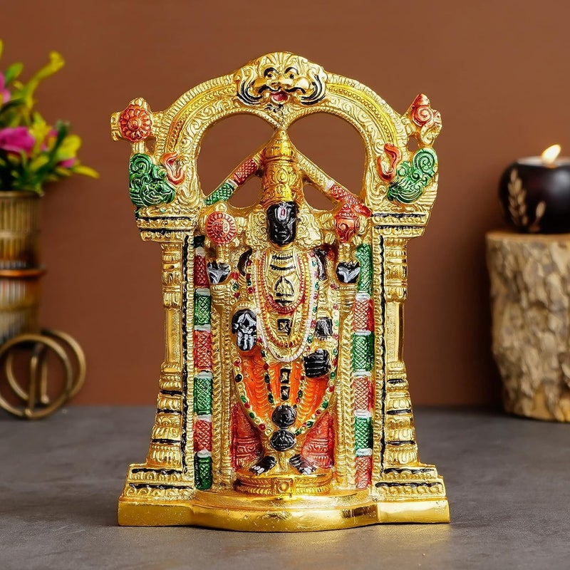 CHHARIYA CRAFTS Metal Tirupati Balaji Sri Venkateswara Idol Spiritual Home Decor Decorative Showpiece - 24 cm (Metal, Multicolour) - Image 5