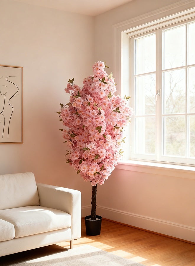 Sharpdo Artificial Tree - 180cm Cherry Blossom, Tall Lifelike Plant in Pot with Stable Base, Home Decor for Living Room Corner, Modern Office and Wedding - Image 2