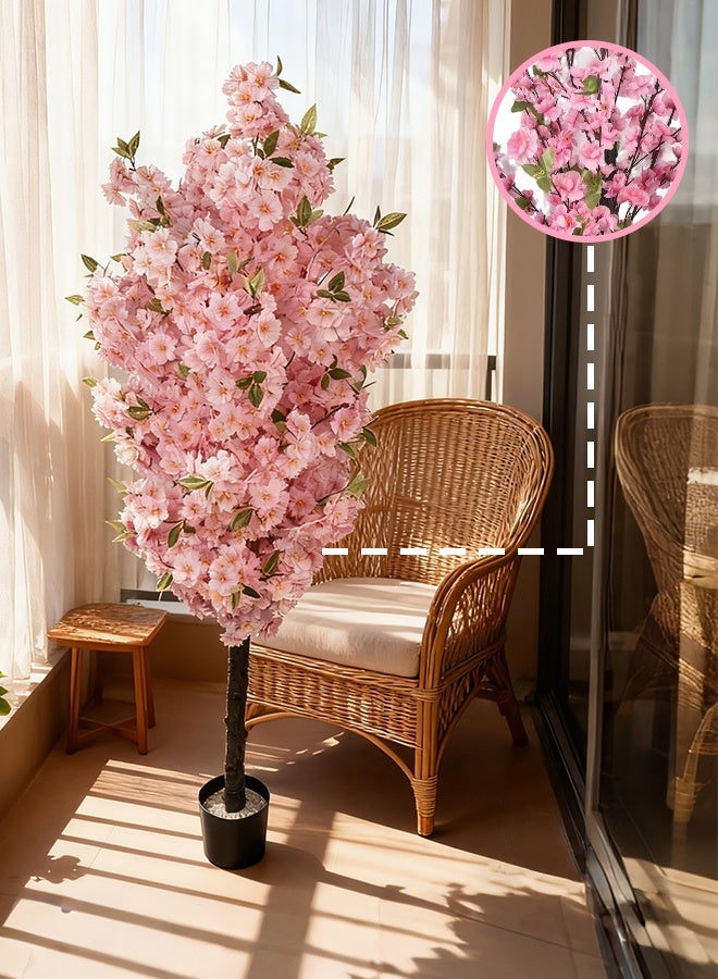 Sharpdo Artificial Tree - 180cm Cherry Blossom, Tall Lifelike Plant in Pot with Stable Base, Home Decor for Living Room Corner, Modern Office and Wedding - Image 3