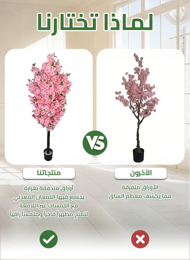 Sharpdo Artificial Tree - 180cm Cherry Blossom, Tall Lifelike Plant in Pot with Stable Base, Home Decor for Living Room Corner, Modern Office and Wedding - Image 4