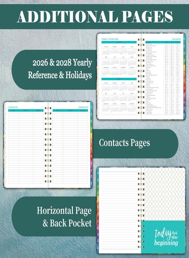 Journaltastic Planner 2026-2027 - Academic Planner 2026-2027, Jul. 2026 - Jun. 2027, 26-27 Planner Weekly and Monthly with Tabs, 6.3" x 8.4", Hardcover with Back Pocket + Twin-Wire Binding - Oil Painting - Image 5