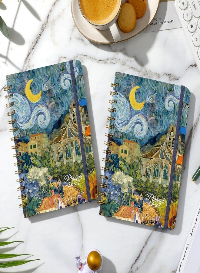 Journaltastic Planner 2026-2027 - Academic Planner 2026-2027, Jul. 2026 - Jun. 2027, 26-27 Planner Weekly and Monthly with Tabs, 6.3" x 8.4", Hardcover with Back Pocket + Twin-Wire Binding - Oil Painting - Image 2