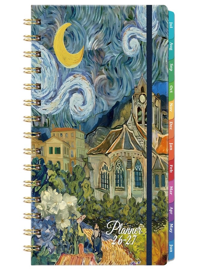 Journaltastic Planner 2026-2027 - Academic Planner 2026-2027, Jul. 2026 - Jun. 2027, 26-27 Planner Weekly and Monthly with Tabs, 6.3" x 8.4", Hardcover with Back Pocket + Twin-Wire Binding - Oil Painting - Image 1