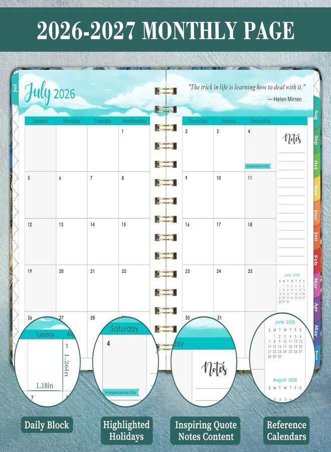 Journaltastic Planner 2026-2027 - Academic Planner 2026-2027, Jul. 2026 - Jun. 2027, 26-27 Planner Weekly and Monthly with Tabs, 6.3" x 8.4", Hardcover with Back Pocket + Twin-Wire Binding - Oil Painting - Image 3