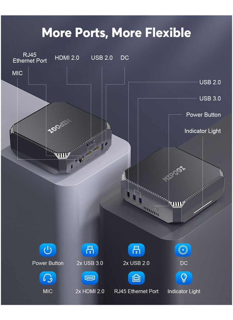 Mini PC, 12th Gen Intel Alder Lake-N100, 16GB DDR4 512GB M.2 SSD 4K/2xHDMI/WiFi 5/BT 4.2/Gigabit Ethernet,Windows 11 Pro - pzsku/Z57FC1B8ABE53A5F8B0E3Z/45/_/1723108464/c2e57f96-8255-498f-bf37-48fb29976217