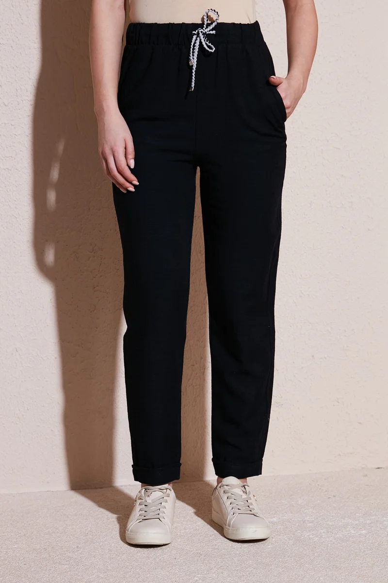 فاشن فريندز Cotton Relaxed Fit Trousers Women's Trousers 24Y0250K1