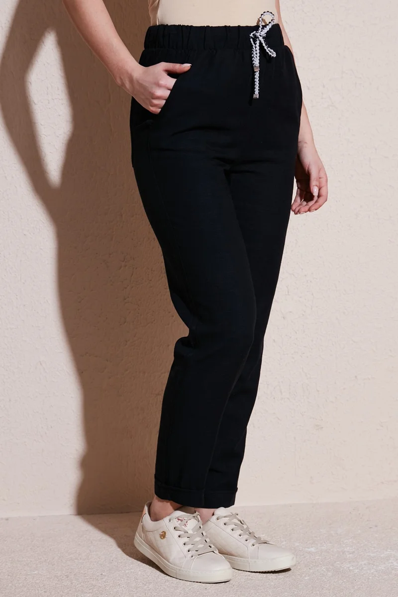 فاشن فريندز Cotton Relaxed Fit Trousers Women's Trousers 24Y0250K1