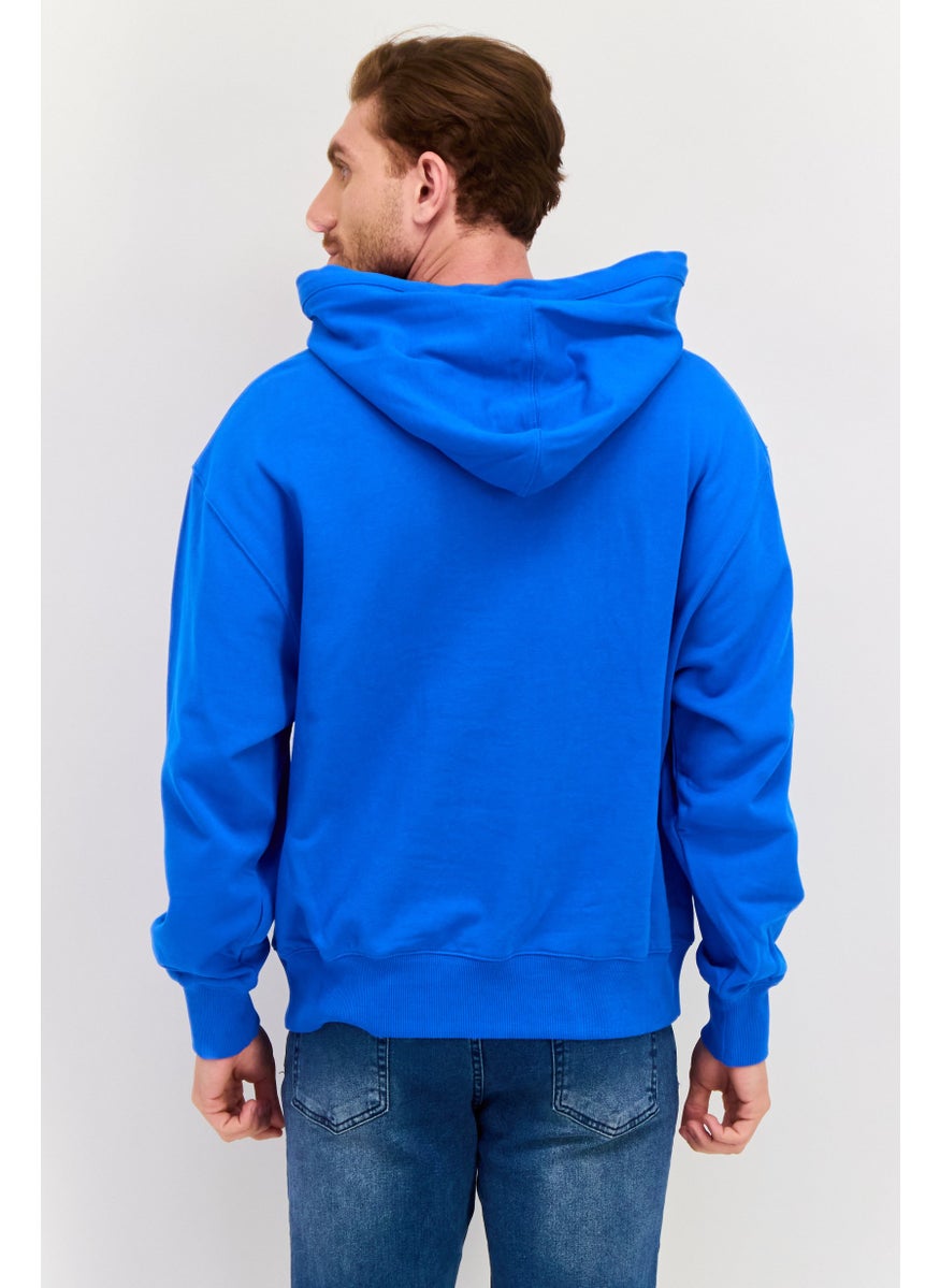 ESPRIT Men Brand Logo Long Sleeves Hoodie, Blue  - Image 3