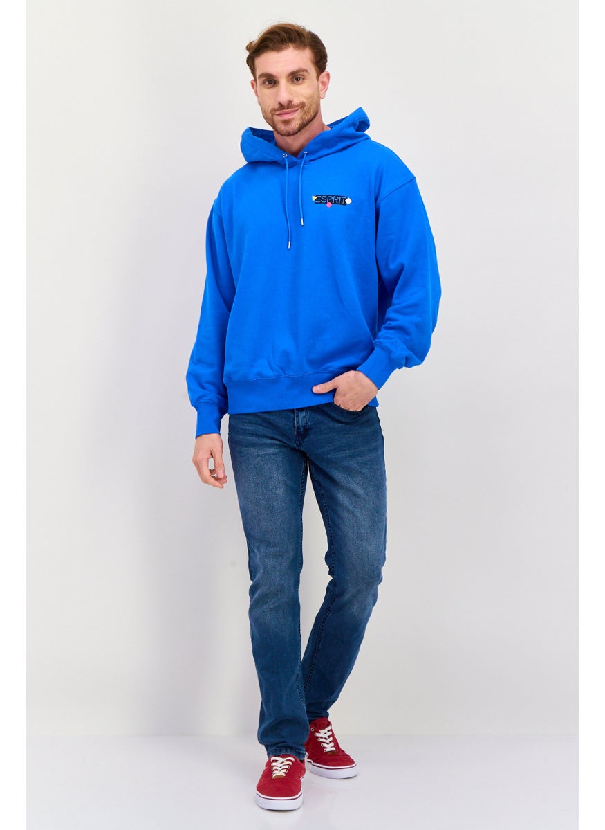 ESPRIT Men Brand Logo Long Sleeves Hoodie, Blue  - Image 4