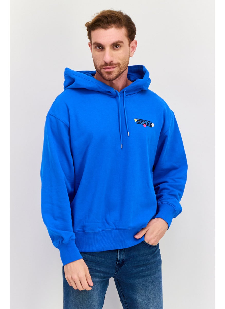 ESPRIT Men Brand Logo Long Sleeves Hoodie, Blue  - Image 1