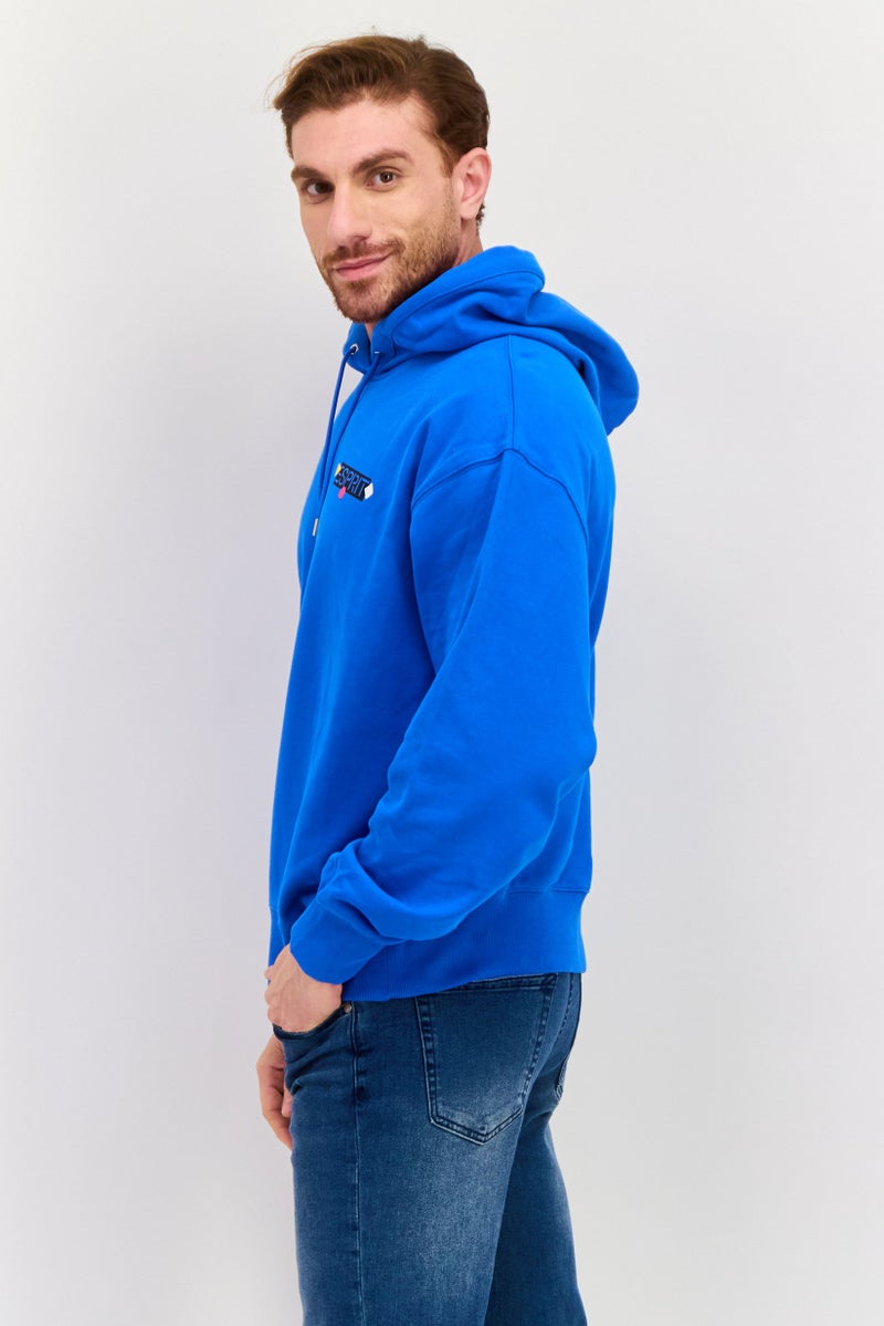 ESPRIT هودي بأكمام طويلة للرجال بشعار العلامة التجارية، أزرق - Image 4