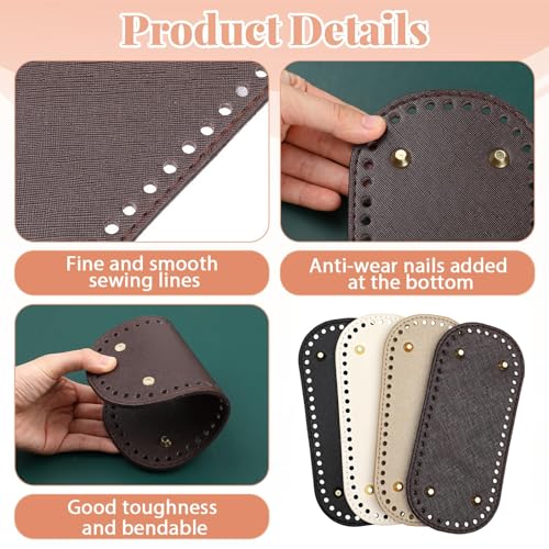 Zbdroxygen 4pcs Bag Base for Bag Making Crochet, Crochet Bag Making Accessories, 22 * 10cm, Leather Base for Crochet Bag, Crochet Bag Base for DIY Bag or Gift - Image 3