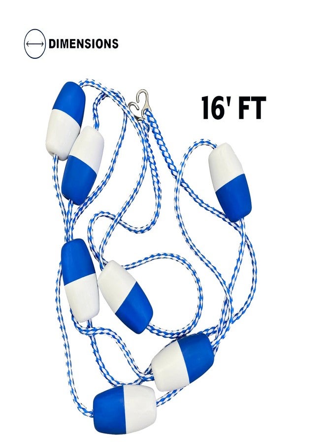 Poolzilla 16ft Swimming Pool Safety Rope and Float Kit Pre-Assembled Shallow End Divider with Stainless Steel Hooks - Image 2