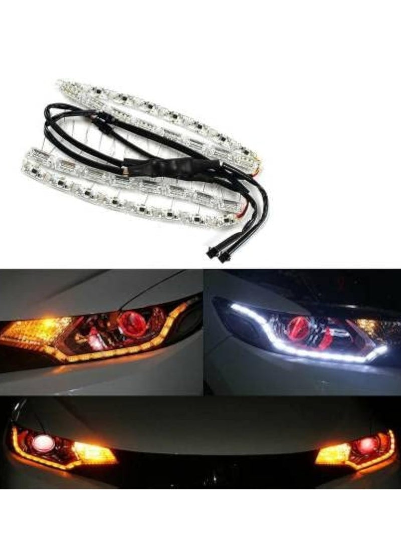 Generic Capital Car Emporium 2x16 LED Car Strip Crystal Style DRL Daytime Running Turn Signal Moving Indicators Light for Automotive Retrofit Led Tubelight  - Image 1