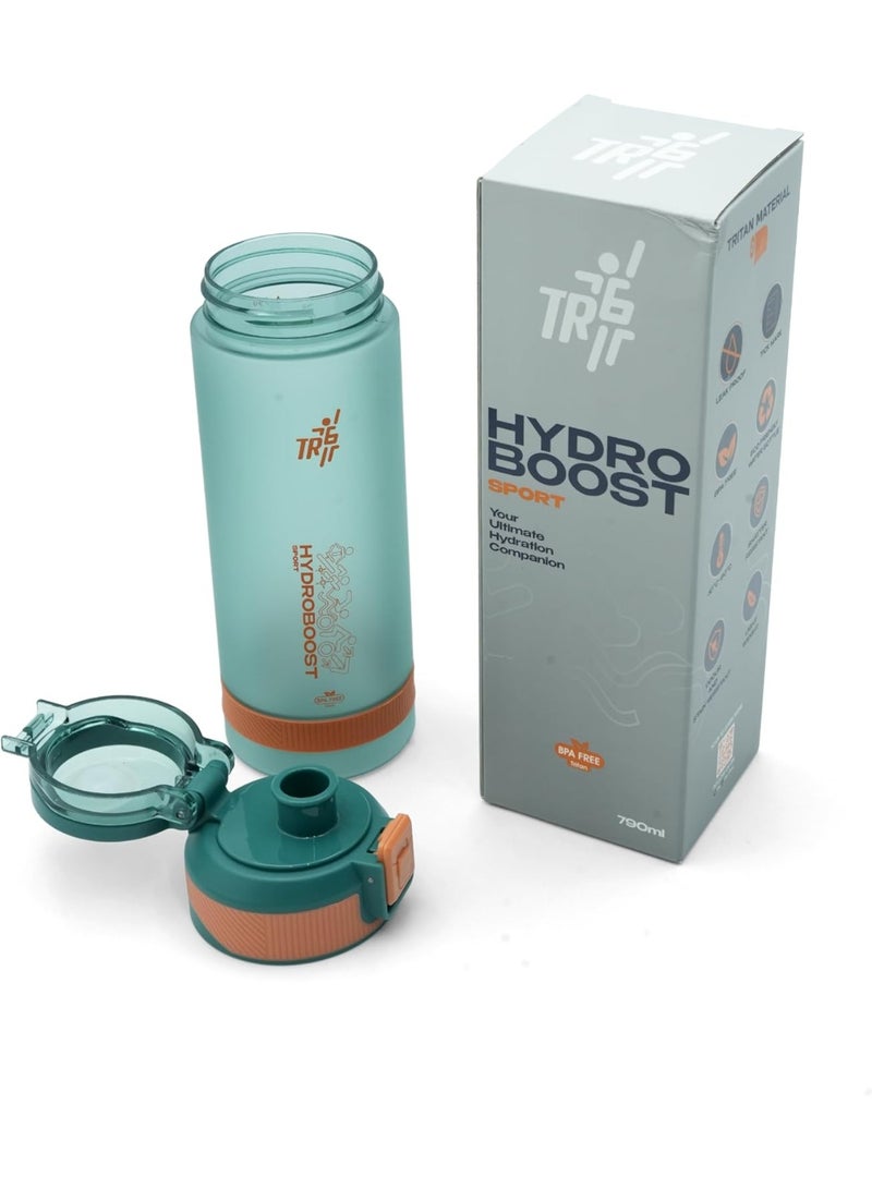TR6 Sport Frosted Gym Water Bottle BPA Free Leak Proof with Measurement Markers Flip Lock Lid Durable Hydration Bottle for Gym Office Travel Outdoor Wide Mouth for easy cleaning (Turqoise Blue) 790ml - Image 3