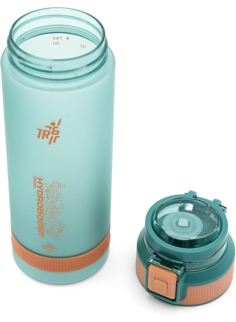 TR6 Sport Frosted Gym Water Bottle BPA Free Leak Proof with Measurement Markers Flip Lock Lid Durable Hydration Bottle for Gym Office Travel Outdoor Wide Mouth for easy cleaning (Turqoise Blue) 790ml - Image 2