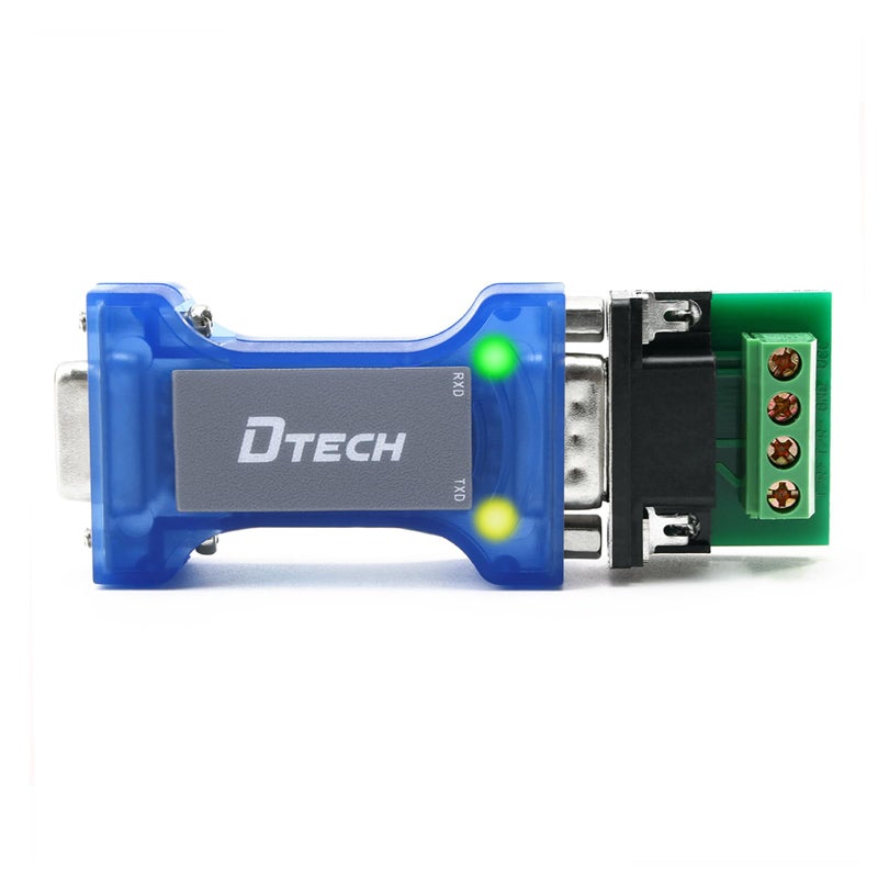 DTECH Industrial Grade RS232 to RS485 Converter Adapter Optical Isolation Protector with TX RX LED Lights for Long Haul Serial Communication - Image 1