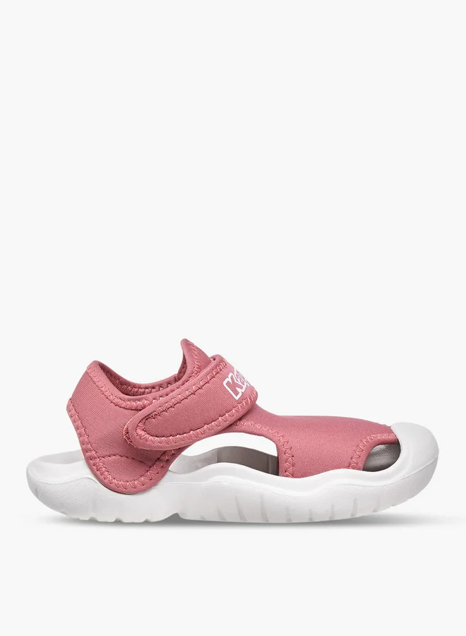 كابا Girls' Logo Print Sandals with Hook and Loop Closure