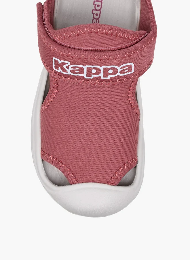 كابا Girls' Logo Print Sandals with Hook and Loop Closure
