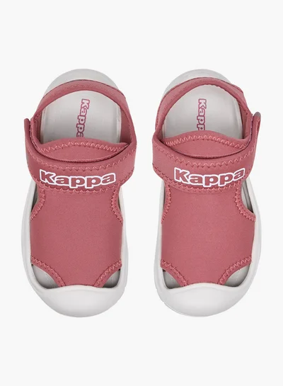 كابا Girls' Logo Print Sandals with Hook and Loop Closure