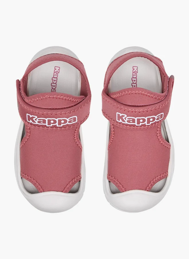 كابا Girls' Logo Print Sandals with Hook and Loop Closure