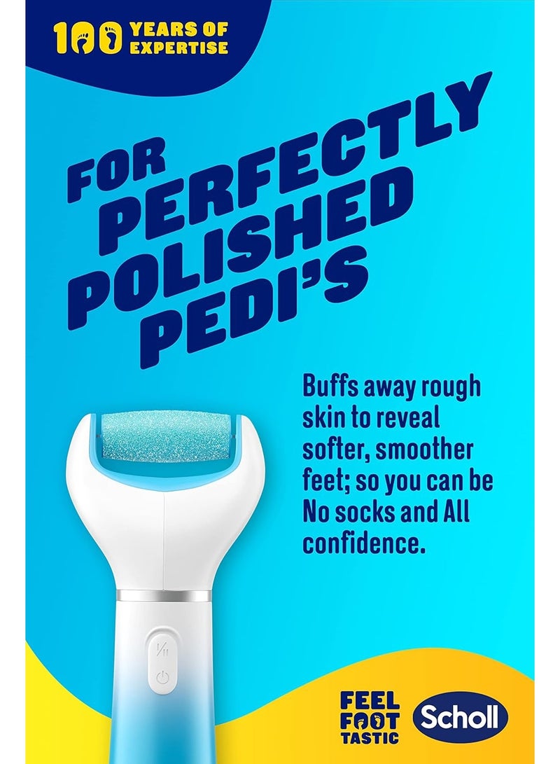 Scholl Velvet Smooth Electric Foot File Pedicure Hard Skin Remover with Extra Cracked Heel Roller Refill - Image 2