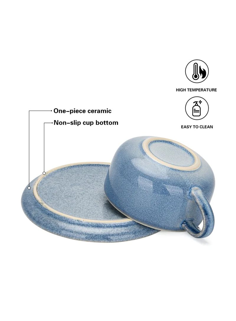 Fissman Ceramic Tea Set Includes Mug 230 ml Saucer COZY Series 14cm