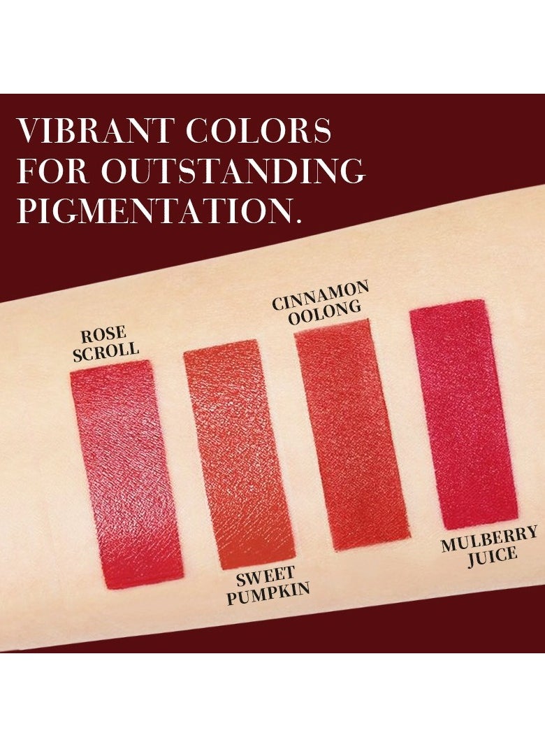 Kormesic 4 Matte Lipstick Set - Rose, Mulberry, Sweet Pumpkin, Cinnamon Oolong 3.8g Each  - Image 3