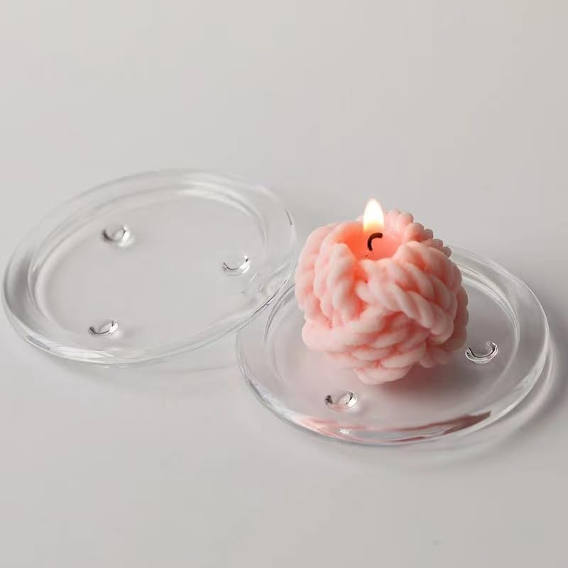 DDRAUY 12 Pack Clear Transparent Candle Plate, Round Glass Candle Holder, Candle Holders for Pillar Glass 3" - Image 4