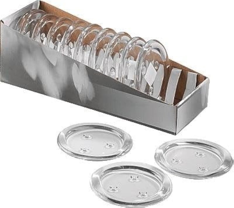 DDRAUY 12 Pack Clear Transparent Candle Plate, Round Glass Candle Holder, Candle Holders for Pillar Glass 3" - Image 1