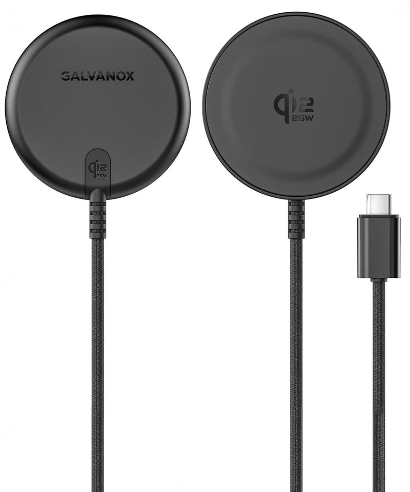Galvanox 25W Magnetic Wireless Charger for Samsung, Qi2.2 Certified [Compatible with MagSafe] Fast-Charging 2.0 for Galaxy S26 Ultra, Fold, Plus S25/S24/S23, Braided 6ft USB-C (Black) - Image 2