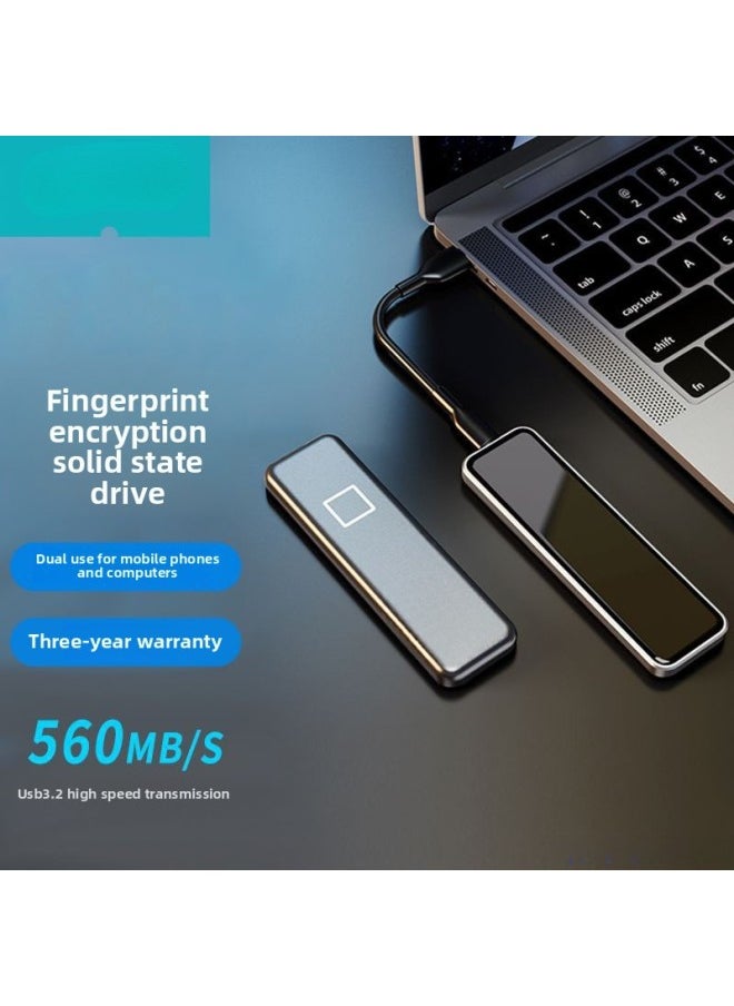 Generic Mobile Fingerprint Encryption Lightweight 512g1t2t Solid State Drive External High Speed PSSD Mobile Phone Computer Large Capacity-Capacity:Fs01 Fingerprint Solid State 512g  - Image 2