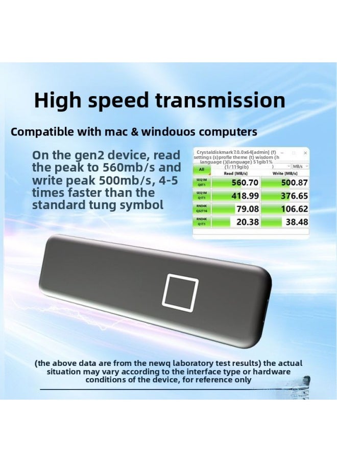 Generic Mobile Fingerprint Encryption Lightweight 512g1t2t Solid State Drive External High Speed PSSD Mobile Phone Computer Large Capacity-Capacity:Fs01 Fingerprint Solid State 512g  - Image 4