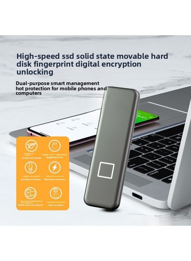 Generic Mobile Fingerprint Encryption Lightweight 512g1t2t Solid State Drive External High Speed PSSD Mobile Phone Computer Large Capacity-Capacity:Fs01 Fingerprint Solid State 512g  - Image 3