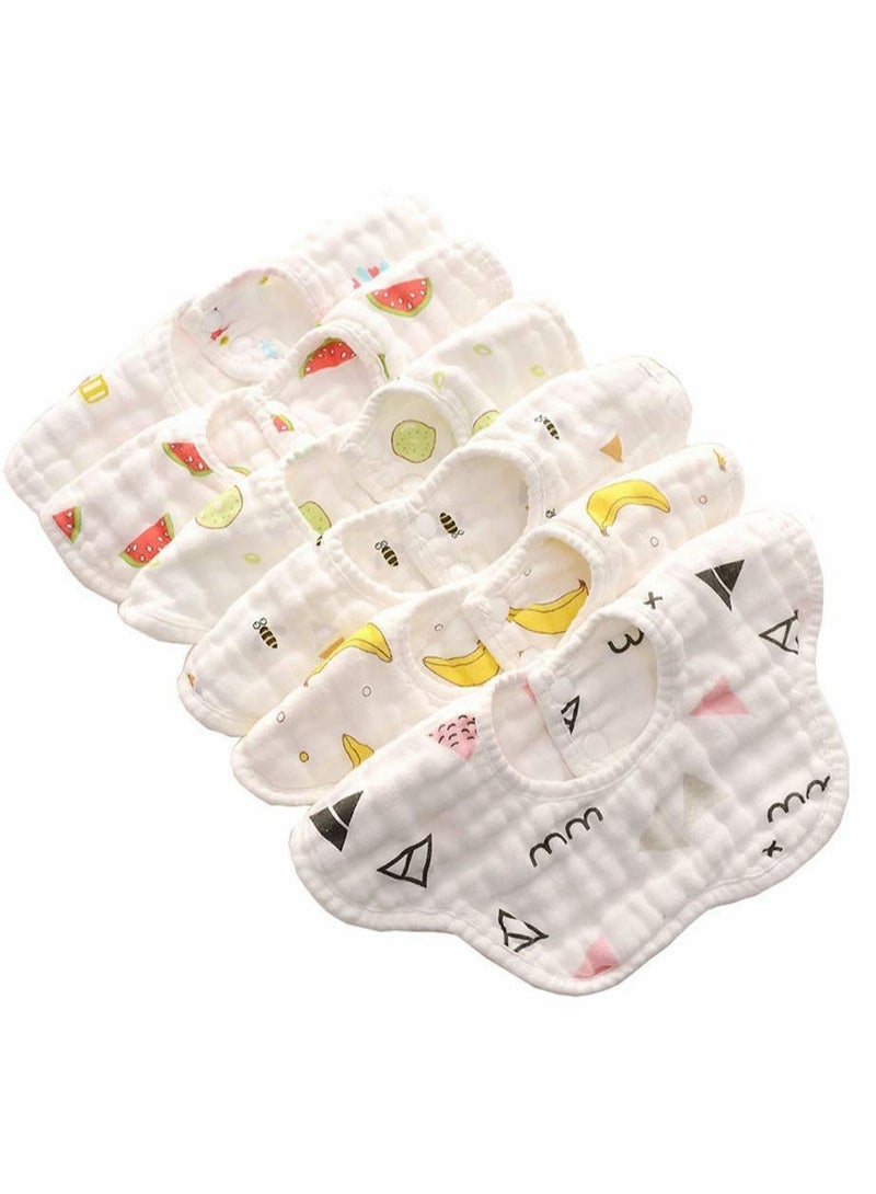 6 Pack Baby Muslin Bandana Bibs for Newborns and Infants Ideal for Teething and Drooling - Image 1